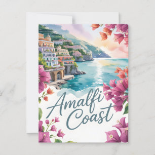 Carte Postale Aquarelle de la côte d'Amalfi