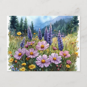 Carte postale aquarelle de la floraison de la natu