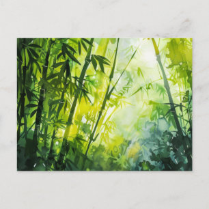Carte Postale Aquarelle de la forêt de Bambou