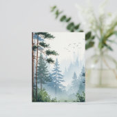 Carte Postale Aquarelle de la forêt de pins (Debout devant)