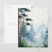 Carte Postale Aquarelle de la forêt de pins (Devant / Derrière)