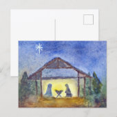Carte Postale aquarelle de la Nativité (Devant / Derrière)