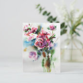 Carte Postale Aquarelle de la peinture de fleurs de fleurs (Debout devant)