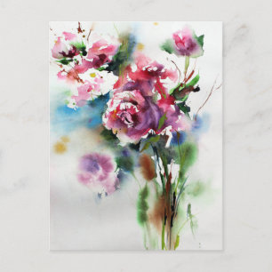 Carte Postale Aquarelle de la peinture de fleurs de fleurs