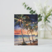 Carte Postale Aquarelle de la plage de Noël (Debout devant)