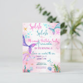 Carte Postale Aquarelle de la queue de sirène Anniversaire sous  (Debout devant)