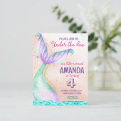 Carte Postale Aquarelle de la queue de sirène Anniversaire sous  (Debout devant)