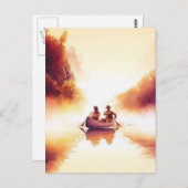 Carte Postale Aquarelle de la scène de la rivière "Lewis et Clar (Devant / Derrière)