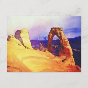 Carte Postale Aquarelle de la scène désertique "Delicate Arch"