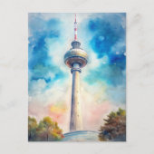 Carte Postale Aquarelle de la tour Alexanderplatz de Berlin (Devant)