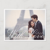 Carte Postale Aquarelle de la tour Eiffel Paris Mariage Floral P (Devant)