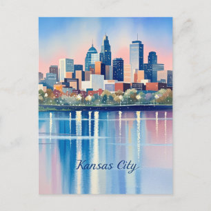 Carte Postale Aquarelle de la ville de Kansas