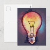 Carte Postale Aquarelle de l'ampoule légère peinture, ampoule (Devant / Derrière)