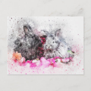 Carte Postale Aquarelle de lapin