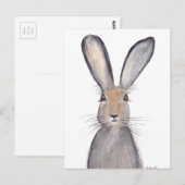 Carte Postale Aquarelle de lapin lièvre (Devant / Derrière)