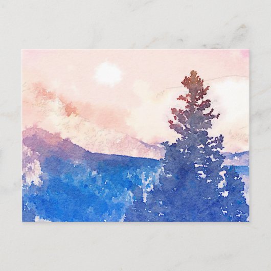 Carte Postale Aquarelle de l'arbre Lone (Devant)