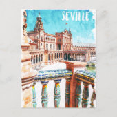 Carte Postale Aquarelle de l'architecture de Sevilla Espagne (Devant)