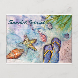 Carte Postale Aquarelle de l'île de Sanibel Floride Art