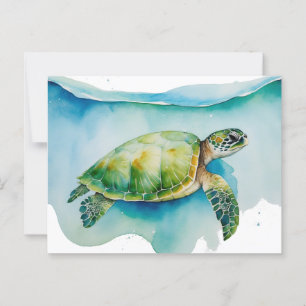 Carte Postale Aquarelle de l'océan Hawaiian Honu