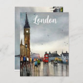 Carte postale aquarelle de Londres (Devant / Derrière)