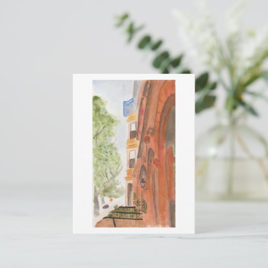 Carte Postale Aquarelle de maisons de grès de Brooklyn (Debout devant)
