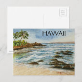 Carte Postale Aquarelle de Makena Cove Hawaii Beach (Devant / Derrière)