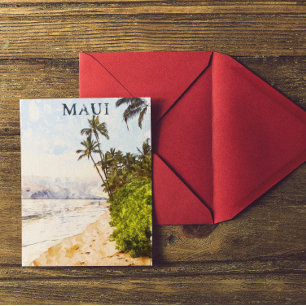 Carte Postale Aquarelle de Maui Hawaii Voyage d'illustration