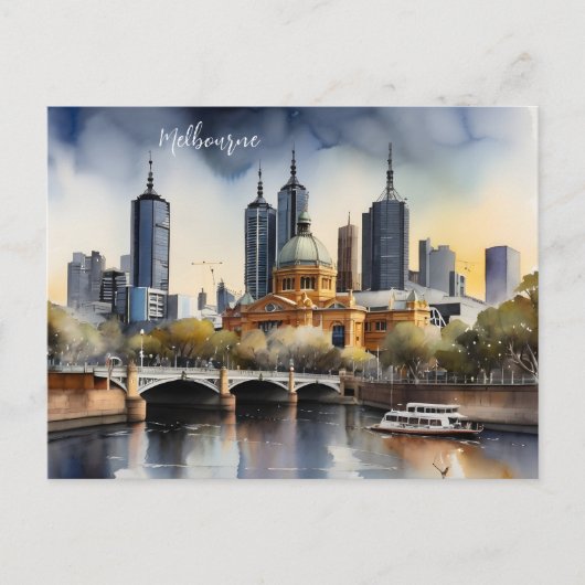 Carte Postale Aquarelle de Melbourne (Devant)