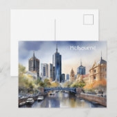 Carte Postale Aquarelle de Melbourne (Devant / Derrière)