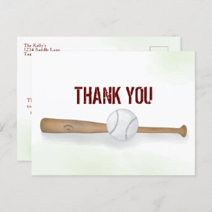 Carte Postale Aquarelle de Merci de baseball simple moderne