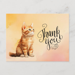 Carte Postale Aquarelle de Merci Ginger Cat