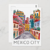 Carte Postale Aquarelle de Mexico (Devant / Derrière)