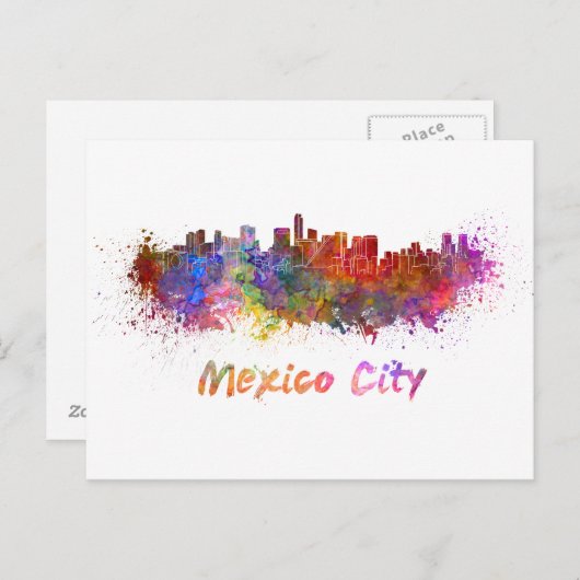 Carte Postale Aquarelle de Mexico (Devant / Derrière)