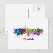 Carte Postale Aquarelle de Mumbai (Devant / Derrière)