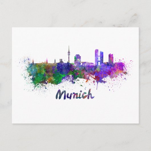 Carte Postale Aquarelle de Munich (Devant)