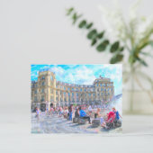 Carte Postale Aquarelle de Munich Stachus. (Debout devant)