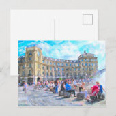 Carte Postale Aquarelle de Munich Stachus. (Devant / Derrière)