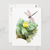 Carte Postale aquarelle de nénuphar (Devant / Derrière)