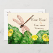 Carte Postale aquarelle de nénuphar (Devant / Derrière)