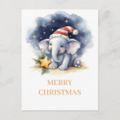Carte Postale Aquarelle de Noël adorable Eléphant (Devant)
