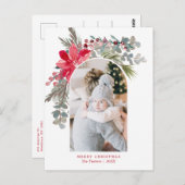 Carte Postale Aquarelle de Noël Arc moderne Photo florale (Devant / Derrière)