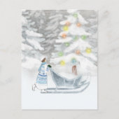 Carte Postale Aquarelle de Noël Festive de neige de Mme Winter (Devant)