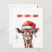 Carte Postale Aquarelle de Noël Giraffe (Devant / Derrière)