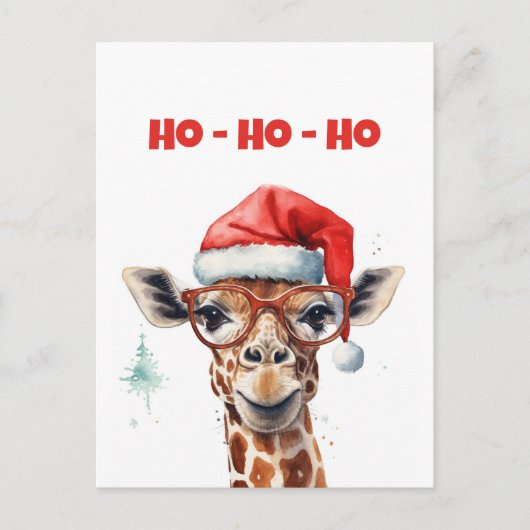 Carte Postale Aquarelle de Noël Giraffe (Devant)