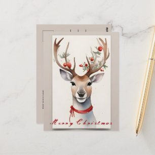 Carte Postale Aquarelle de Noël Reindeer