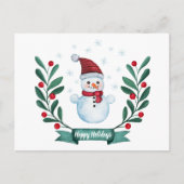 Carte Postale Aquarelle de Noël Snowman Custom (Devant)
