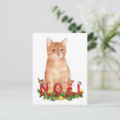 Carte Postale Aquarelle de Noël Tabby Cat (Debout devant)