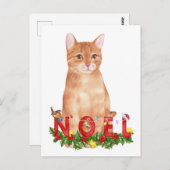 Carte Postale Aquarelle de Noël Tabby Cat (Devant / Derrière)