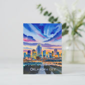 Carte Postale Aquarelle de nuit de Oklahoma City (Debout devant)