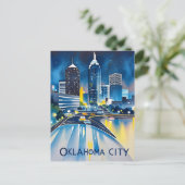 Carte Postale Aquarelle de nuit de Oklahoma City (Debout devant)